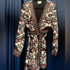 FARM Rio Black, White & Red Wrap Mini Dress